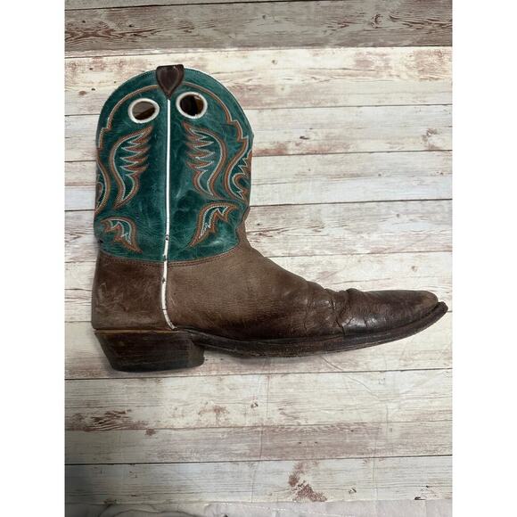 Goodyear Cowboy Boots Men\'s Size 12 D Blue Brown Leather Square Toe Design main image 9